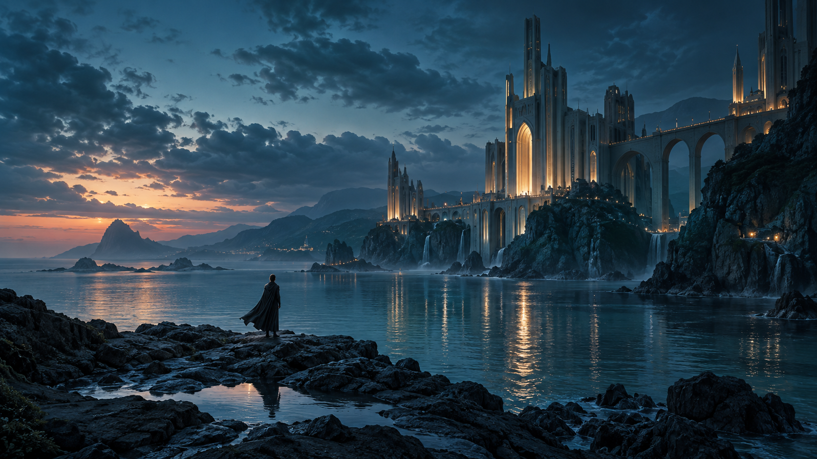 Cinematic concept of an imagined coastal world